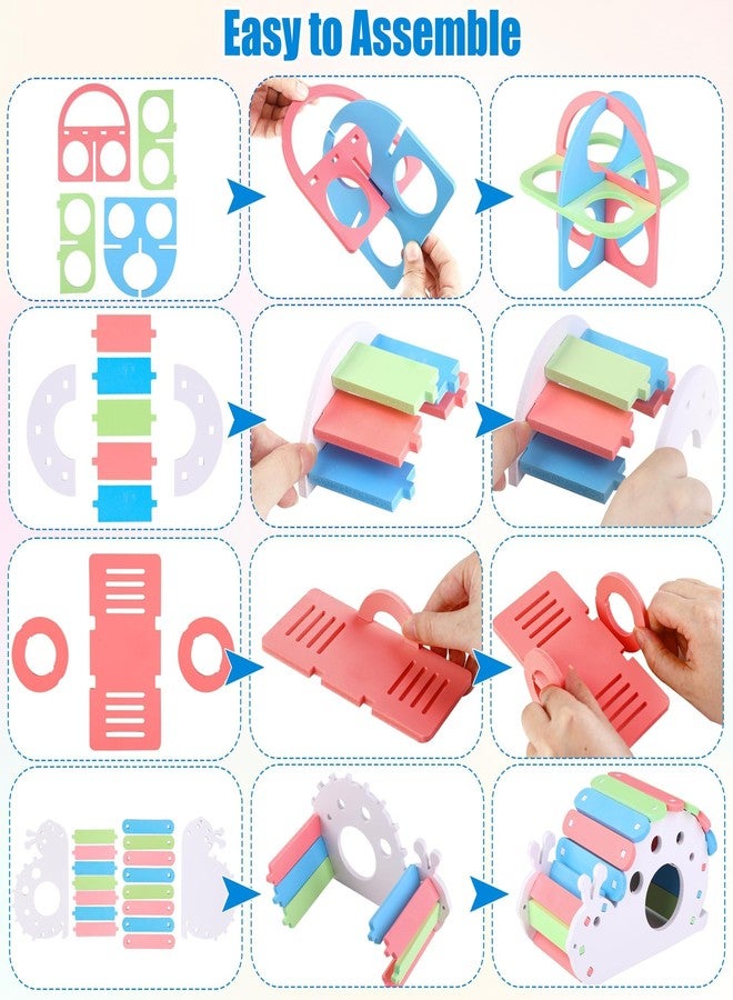MCEAST 10 Pieces Fun Hamster Toys Set Include DIY Wooden Gerbil Hideout Hamster House Rainbow Bridge Seesaw Swing Roller Pet Exercise Chew Play Toys Guinea Pig Cage Accessories for Small Animals - Image 4